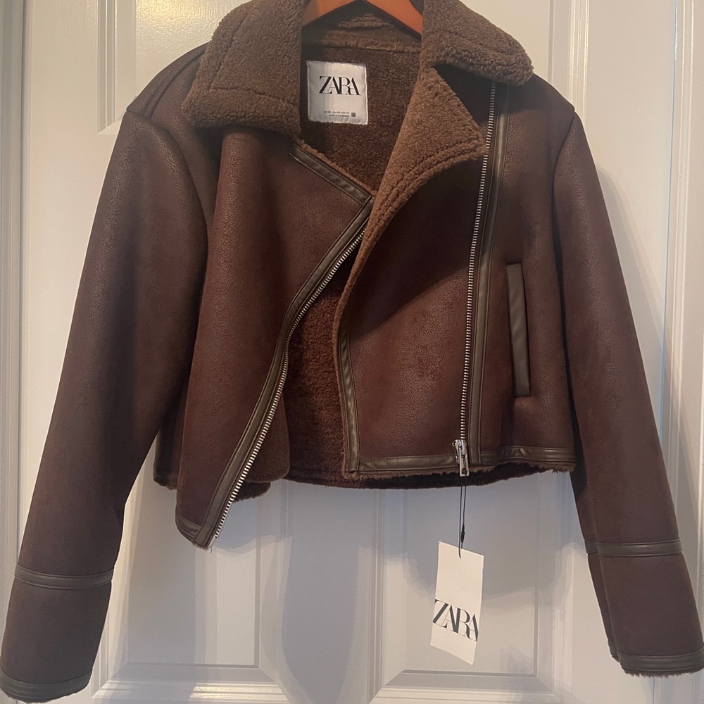 Zara Women's Cropped Aviator Jacket